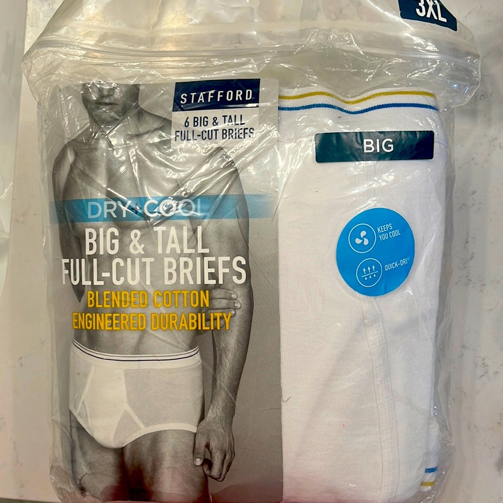 Men’s white briefs Stafford JC Penny’s 3XL 6 pairs